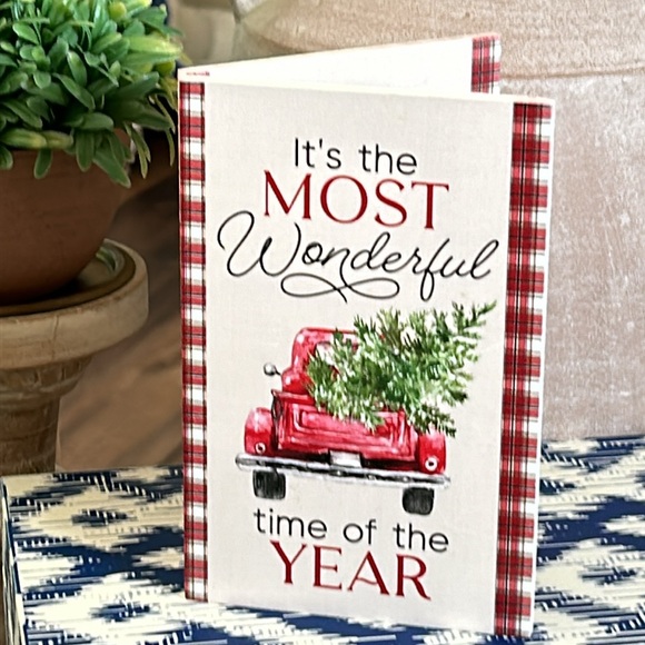 Other - NEW! Christmas Winter Farmhouse Holiday Truck Hauling Tree Wood Card Sign